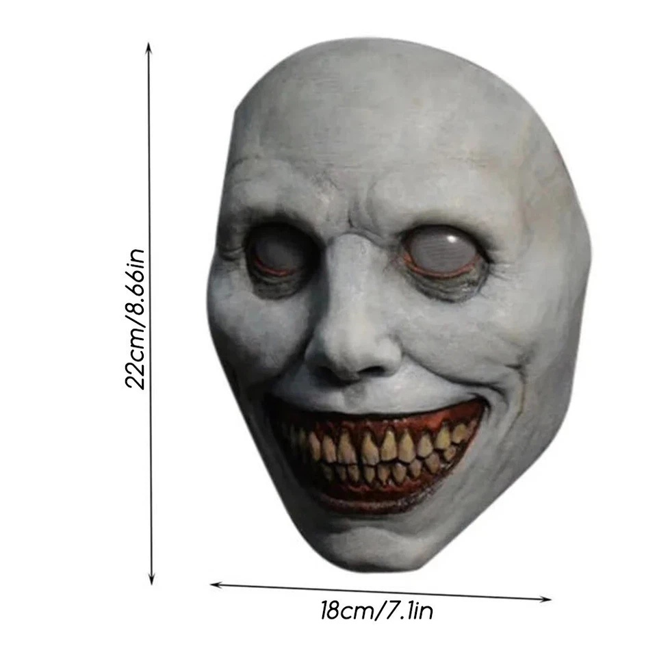 Máscara de Halloween de miedo con ojos blancos Máscara de diablo malvado Máscara espeluznante demonios sonrientes Foto 4 de 4