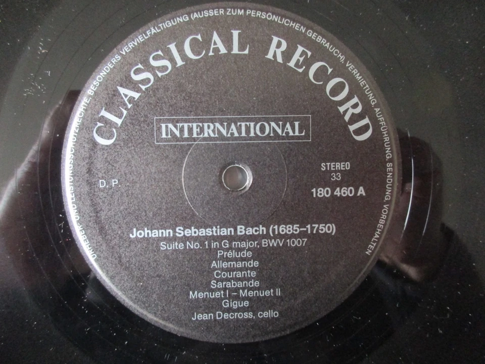 Bach - The 6 Cello Suites / Jean Decroos / CRI 180460/1/2 / Ed1 3LP 1979 NM/NM- - Image 3 of 4