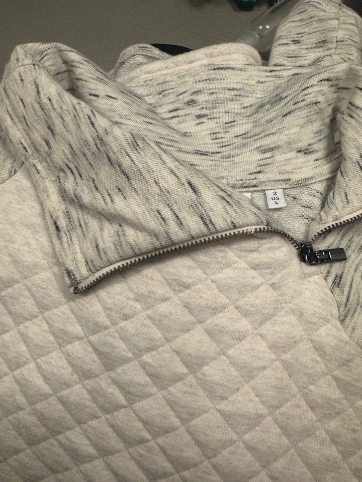 Chico's Sweatshirt with off centered zipper neck Chico's size 2 US 12/14 - Image 4 of 4