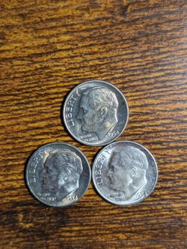 1954 P D S Roosevelt Dimes  CH BU  LUSTER! 90% Silver US