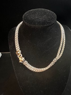 Michael Dawkins Sterlingsilber 14kt Gelbgold Quarz 15,5'' Halskette Halsreif