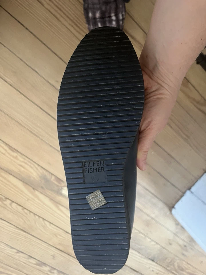 Женские черные кожаные туфли на плоской платформе Eileen Fisher Canoe 9,5 - Изображение 4 из 4