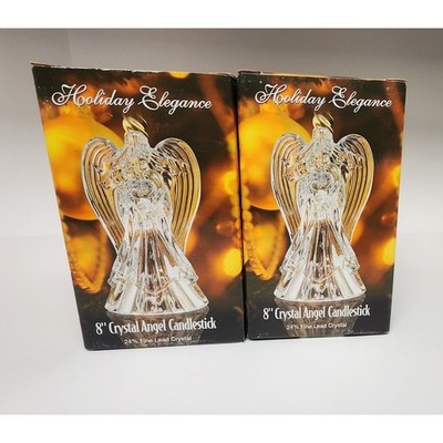 St George Vintage Crystal Holiday Elegance 8'' Angel Candle Stick Holder