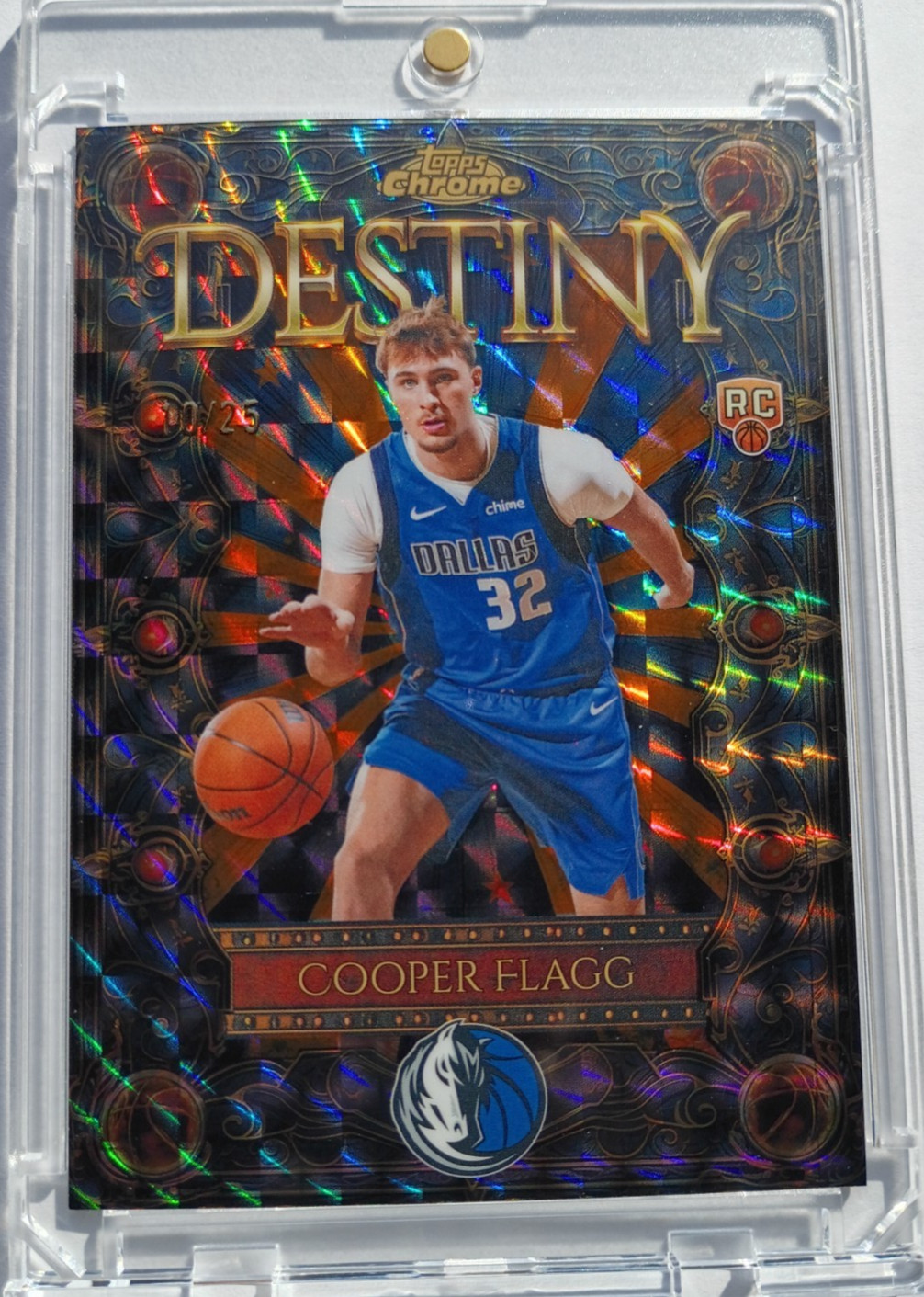 2025-26 Topps Chrome Cooper Flagg #D-1 Orange Geometric Destiny Rookie /25 MINT