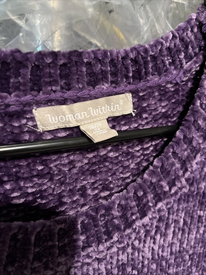 Suéter túnica chenilla clásico Woman Within talla grande 2X azul suave cómodo invierno Foto 2 de 3