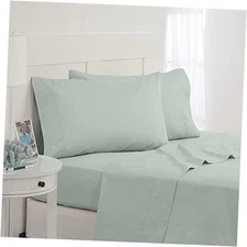  Cotton Twill 200 Thread Count 4-Piece Queen Size Sheet Set - 100% King Green