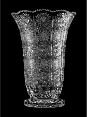 12'' Exclusive Crystal Glass Flower Vase, Bohemia Crystal Hand Cut Queen Lace