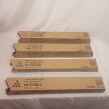4 New OEM Ricoh MPC5502 Toner Cartridges Black Cyan Magenta Yellow 841735 841754