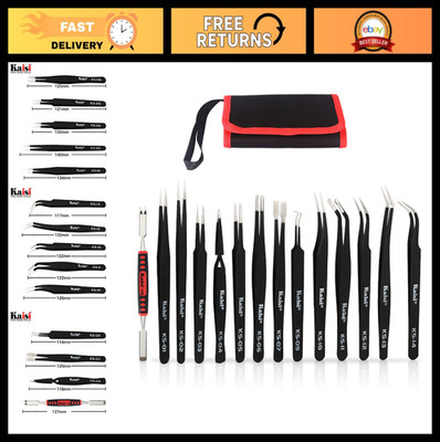 13 PCS Precision Tweezers Set - Anti-Static ESD Non-Magnetic Stainless Steel Kit