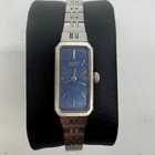 VTG Seiko Quartz Blue Dial Silver Tone Tank Watch 1320-5029 R 1D0474 needs BAT