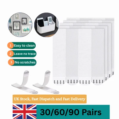30/60/90 Pairs Command Strips Self Adhesive Wall Hanging Picture Frame Posters