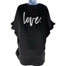 Victorias Secret Robe Women ONE SIZE Black Short Sleeve Love Graphic on Back 