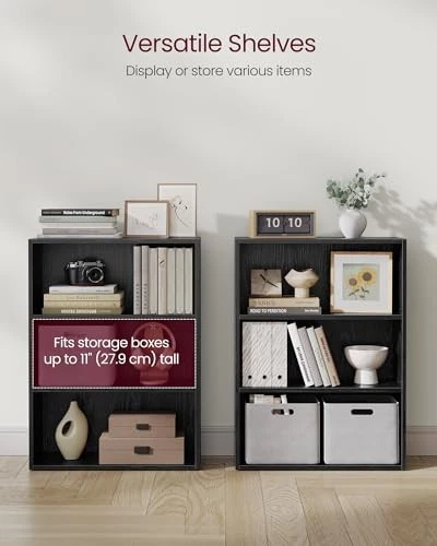  Custos Collection - Bookshelf, 3-Tier 3 Tiers (23.6"W) Ebony Black 1 Pack Foto 3 de 4