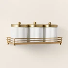 Milk Glass Bath Canister Set White/Brass with Wall-Mounting Kit - Hearth &