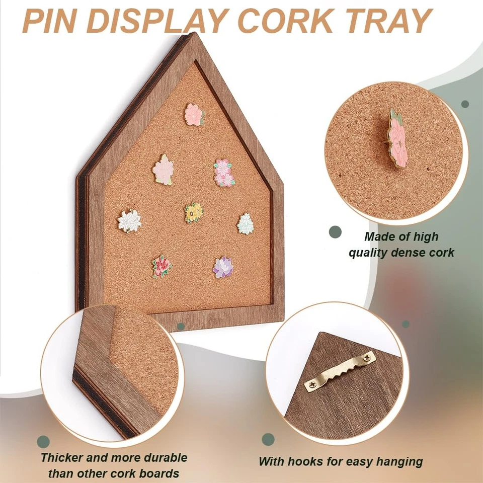 Cork Brooch Board, 11.8x11.8 Inch Wall Cork Tray Baseball Home Plate Pin Boar... - Image 4 of 4