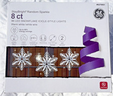 GE StayBright Random Sparkle, 8ct, 96 LED Snowflake Icicle-Style Warm White