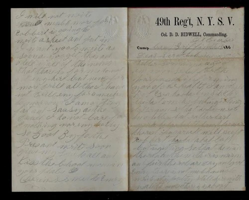 CIVIL WAR LETTER - 49th NY Vols - Command LETTERHEAD - Charleston Burning !