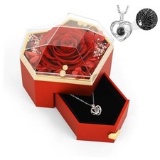 Preserved Rose Gifts for Women, Eternal Flower Rose Box with Heart Red