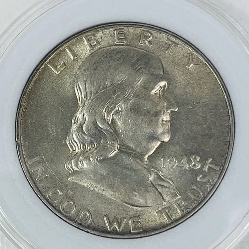 1948 D US Franklin Half Dollar 50 Cent 90% Silver Denver Mint Coin BU