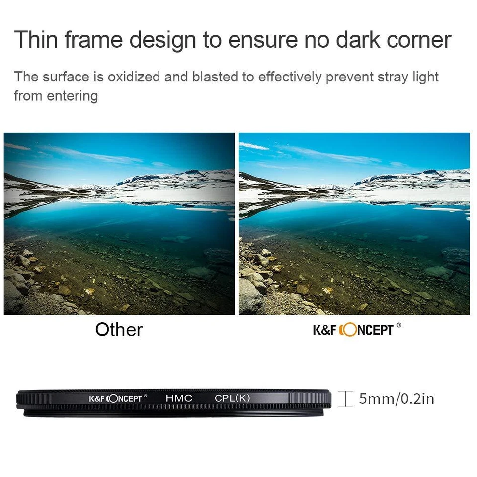 K&F Concept CPL Polarizer Lens Filter Ultra-Slim Multi Coate 55/58/62/67/72/82mm - Image 4 of 4