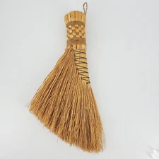 Shaker style "Turkey Wing" whisk broom Quaker braid decorative metal banded
