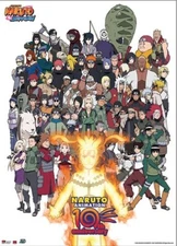 Naruto Shippuden 10th Anniversary Cast Wall Scroll NEW