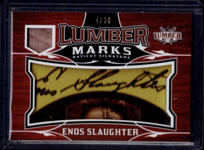 ENOS SLAUGHTER LUMBER MARKS BAT CUT SIGNATURE #4/30 2024 Leaf Lumber HOF