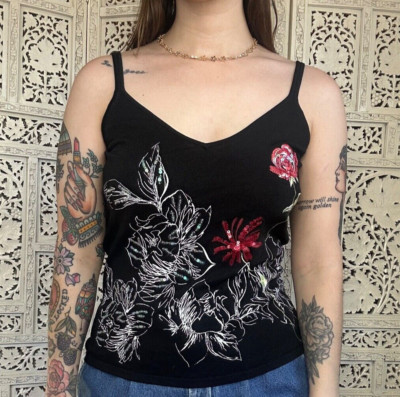 Vertigo Paris Embroidered Sequin Fairy Grunge Tank Top Sz Medium