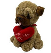 Valentine Pug Puppy Dog Stuffed Plush I Pugging Love You Heart Anniversary