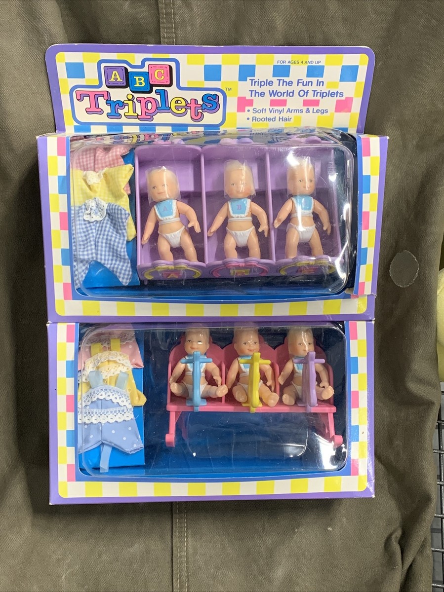 ABCドール3 ABCドール3 ABC Triplets Doll Set With Cradle Blonde Dolls