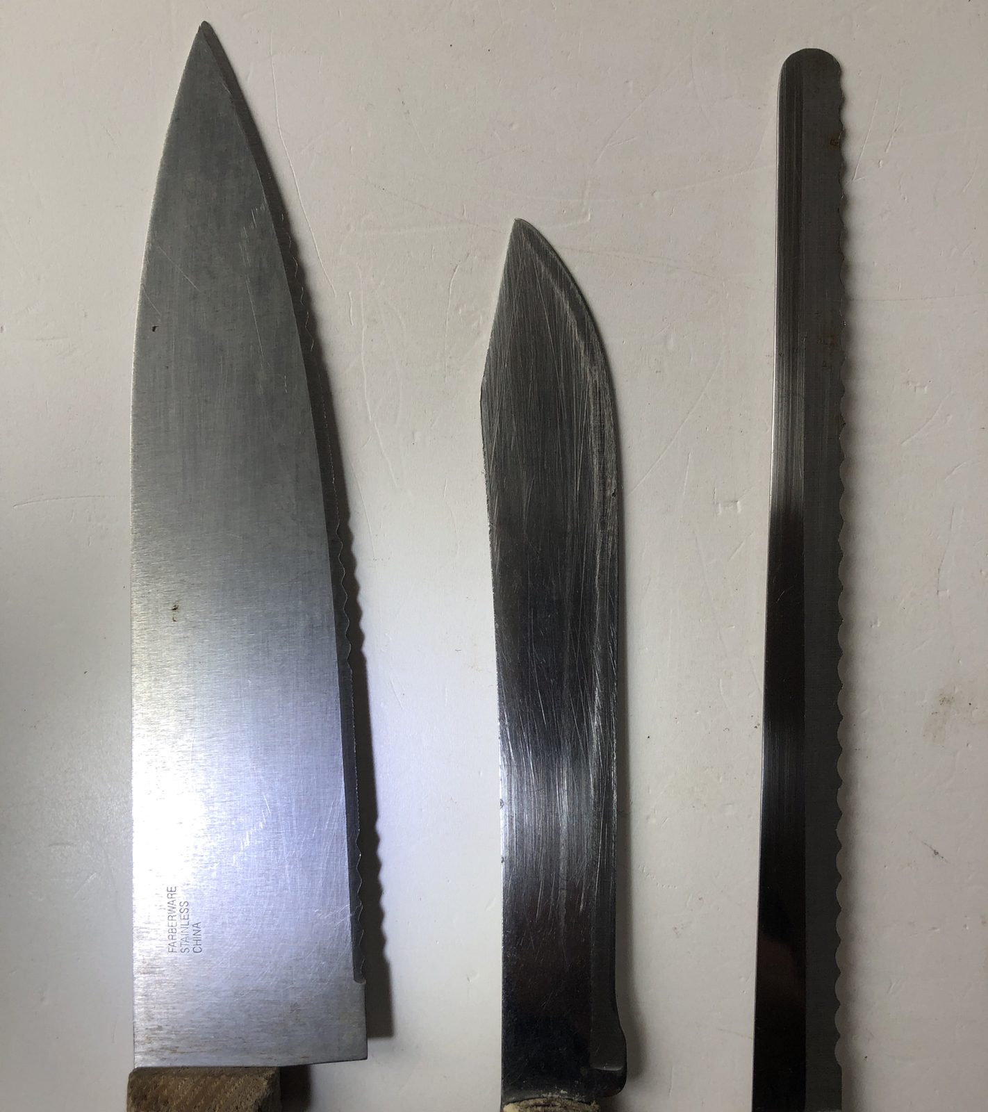 3 Wooden Handled Chefs Knives EKCO ETERNA, FARBERWARE, & Bread Knife eBay