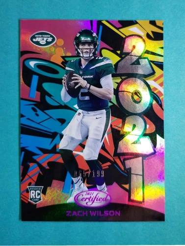 2021 Certified Graffiti PINK ZACH WILSON RC /199 SSP Rookie Jets BYU