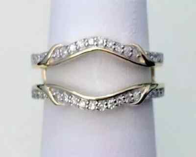 14K Two ToneGold Plated 1.50Ct Tester Pass Moissanite Wrap Enhancer Wedding Ring