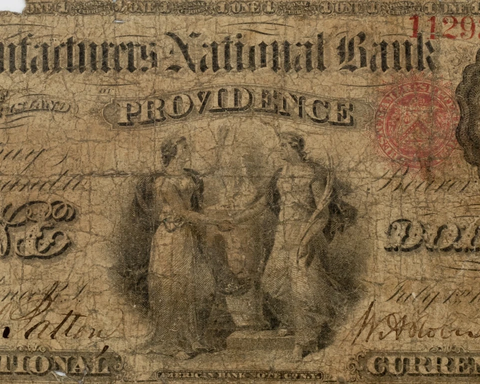 1863 $1 Manufacturers NB of Providence, RI Fr #380a Graded by PMG as Good 4 Net - Image 3 of 3
