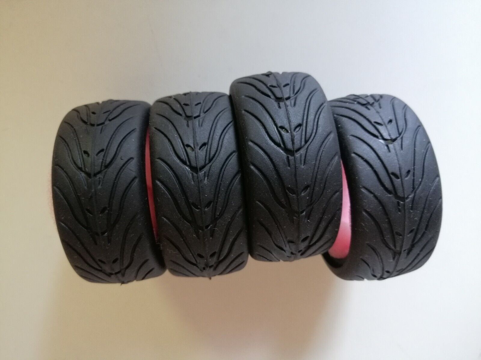 RC 1/10 Street Rubber TIRES Radial Treads with Foam 52mm x 27mm BLACK (4 PCS)