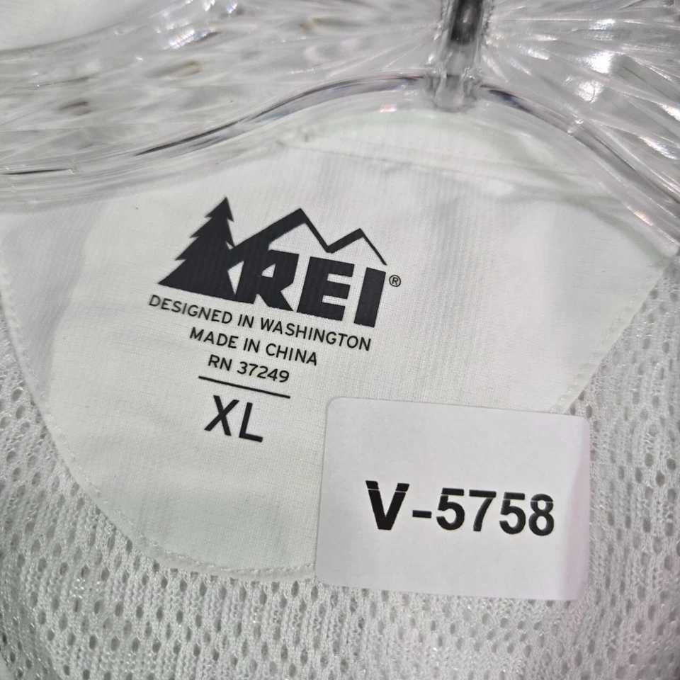 REI Hombres Botones XL Blanco Bolsillos Nylon Manga Larga Cuello Senderismo Spandex Foto 2 de 4