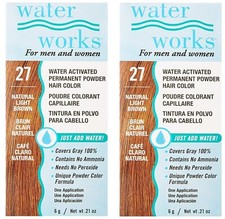 Water Works Permanent Powder Hair Color 27 Natural Light Brown 2 Pack 