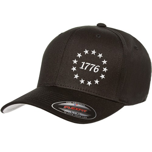 1776 Flex-Fit Premium Embroidery Logo Black Hat AF 2A Gun Rights Cap ...