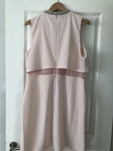 Asos Curve Dress Pale Pink Embellished With See Through Panel At Waist Size 20 - Picture 8 of 9