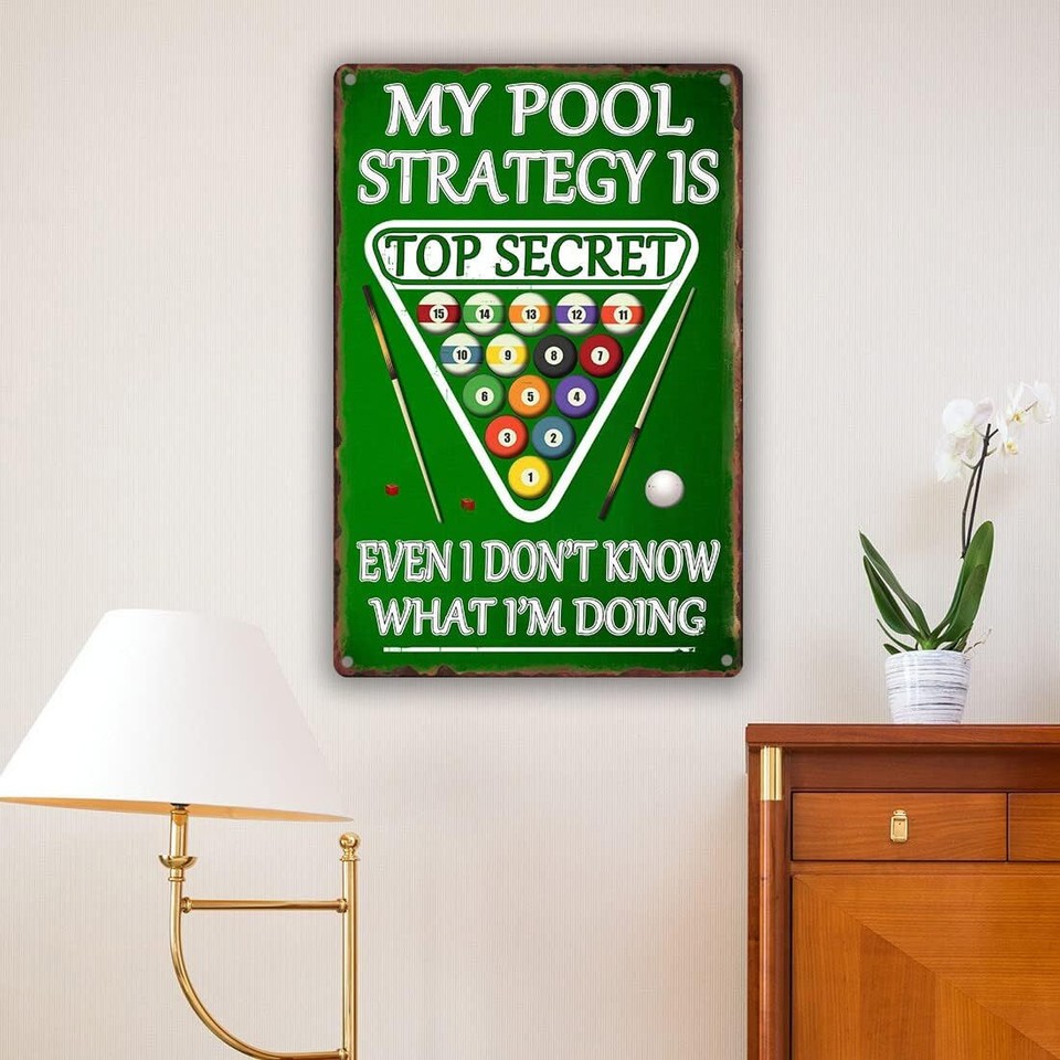 Billiard Room Wall Decor Pool Hall Tin Sign Billiards Metal Signs