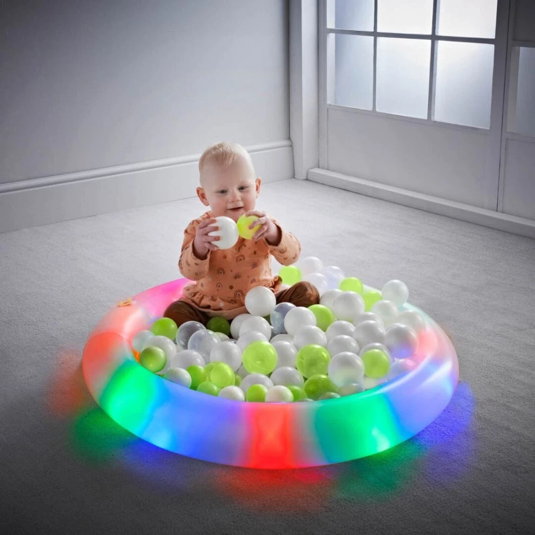 NEW Sensory Play LED Inflatable Ball Pit With 50 Glow In The Dark Balls