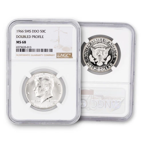 1966 SMS DDO KENNEDY Half Dollar DOUBLE PROFILE MS NGC 68