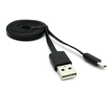 MicroUSB 3ft USB Cable Charger Cord Power Wire Sync Flat Black for Cell Phones