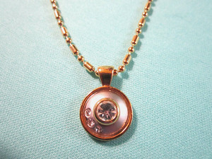 Authentic Gold & Silver Tone & Rhinestone Pendant w/ 18" Gold Plated Ball Necklace /L