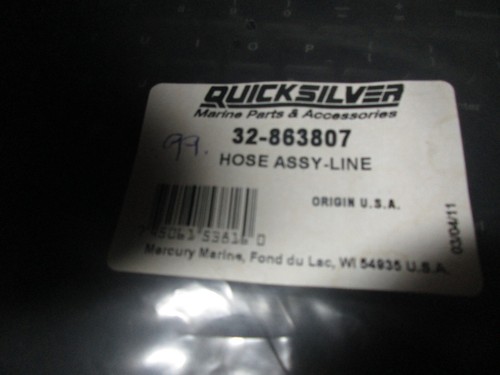 New Mercury Mercruiser Quicksilver Oem Part # 32-863807 Hose Assy-Oil - Picture 2 of 5
