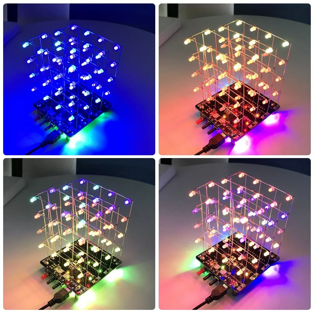 Colorful 3D LED Light Squared DIY Kit 4*4*4 LED Cube Light Squared