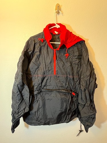 Adult Rain Suit Size XL black red jacket pants nylon packs folds zip hood light - Picture 8 of 12