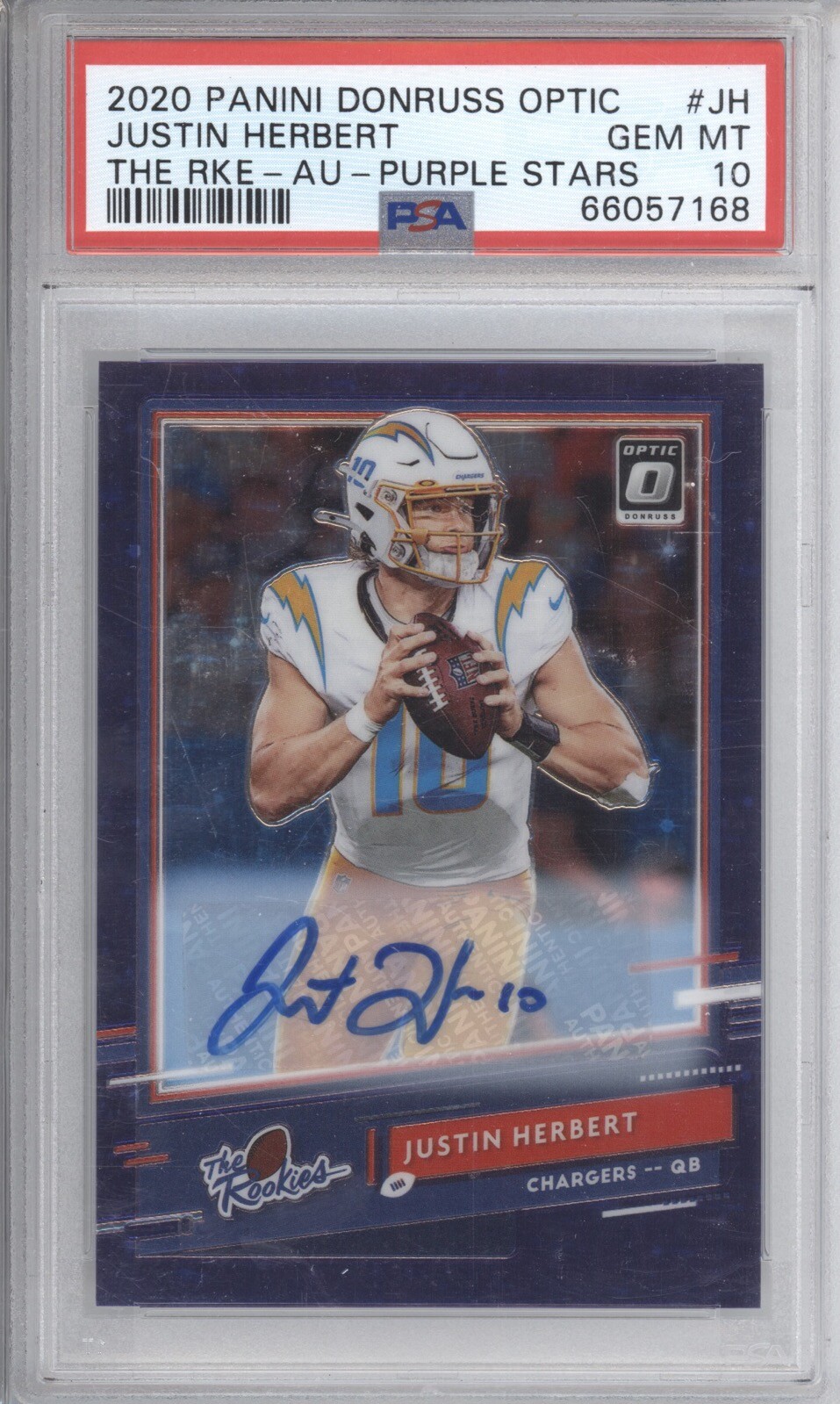 Justin Herbert Panini Donruss Optic the Rookies #JH Autograph-Purple Stars