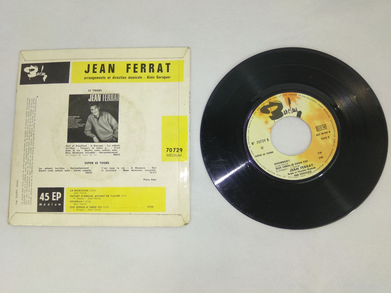 Disque Vinyle 45 tours EP Jean Ferrat La montagne Barclay Envoi rapide