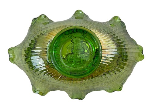 BEAUTIFUL 8 1/2" IMPERIAL WINDMILL PICKLE DISH IN "ELECTRIC" GREEN- - Picture 5 of 9